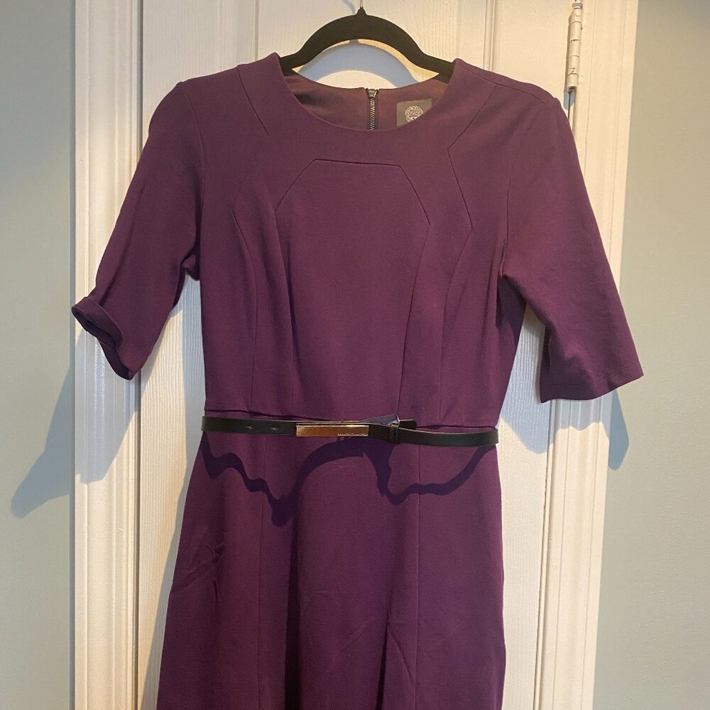 Vince Camuto Deep Plum Belted Dress – Size 2